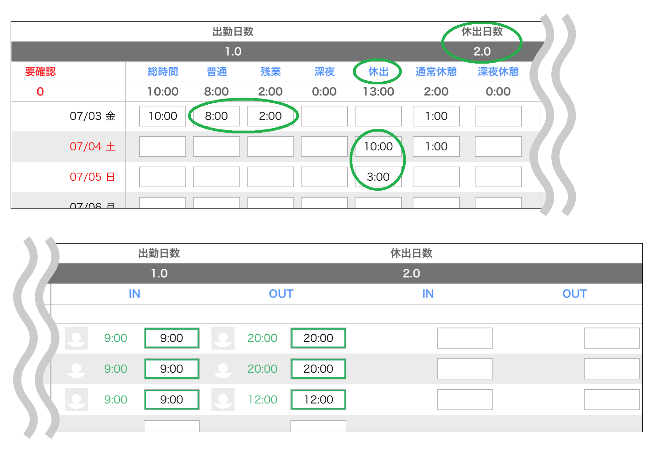 集計ルール設定 休日 平日と休日を区別する タイムカード 勤怠管理のipadアプリ タブレット タイムレコーダー